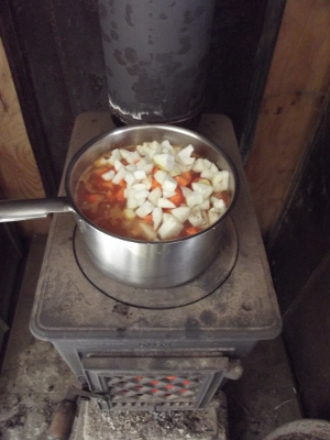 Cooking on the wood stove