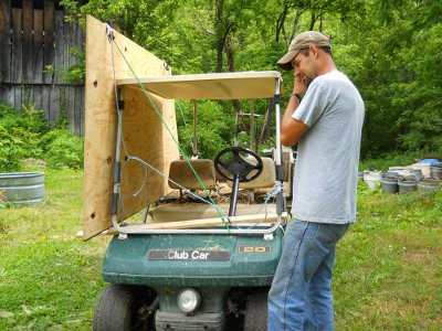 Hauling 4x8 feet plywood with a Club Car golf cart