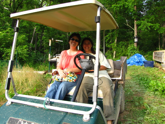 Heather and me in the golf cart