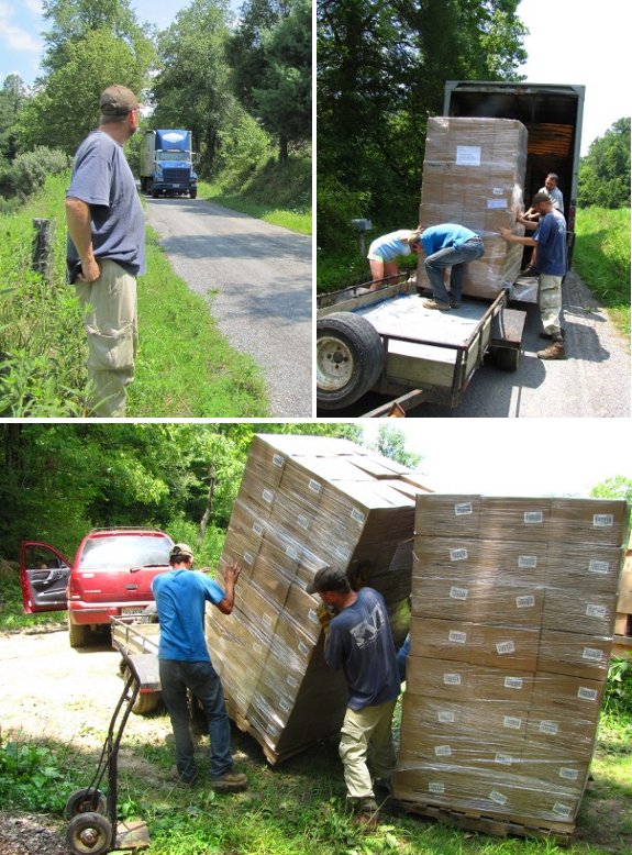 A big truck full of potential chicken waterers