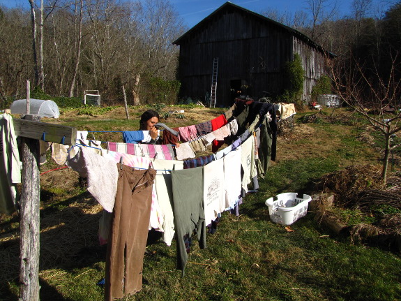 Winter clothes drying