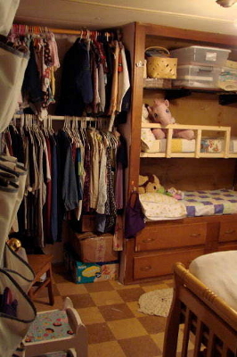 Closet converted to bunk beds
