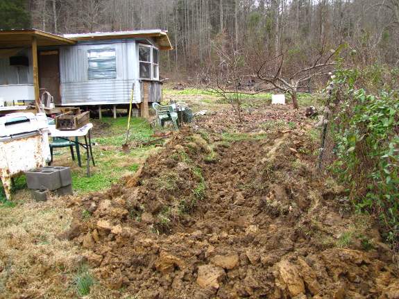 Digging a spot for a wetland