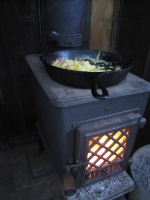 Cooking on the wood stove