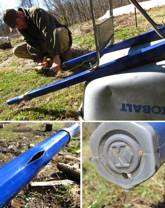 how to modify the Kobalt neverflat wheelbarrow to avoid handle breakage