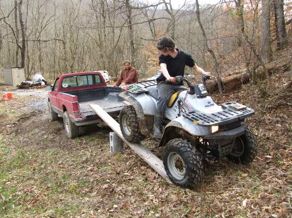 Backing an ATV up a ramp