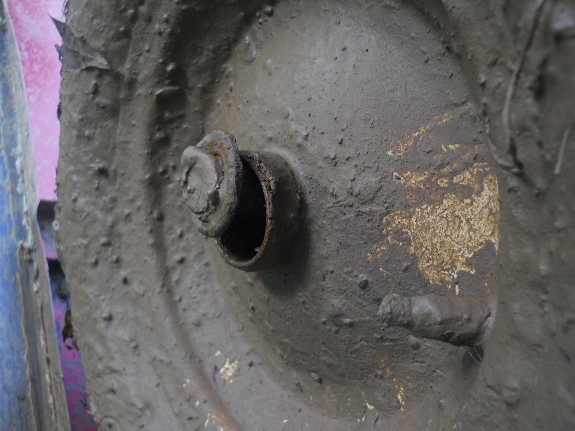 Wheel close up with damage