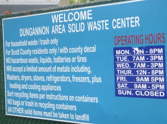sign of times at scott county waste center