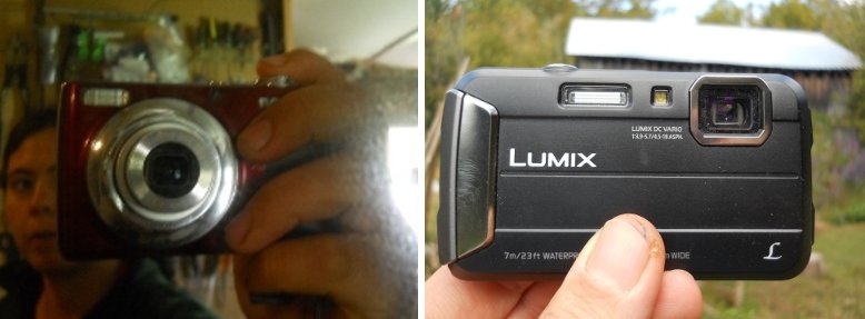 comparing Nikon blogging camera to new Panasonic Lumix in respect to the memory card door