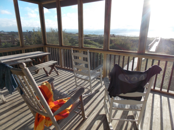 Rocking chair and beach towel