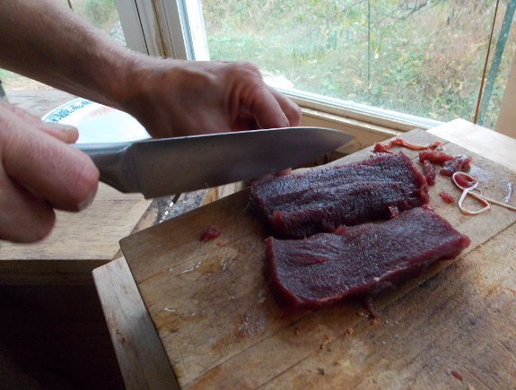 Cutting up a steak