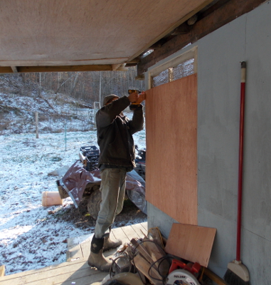 Boarding up a window