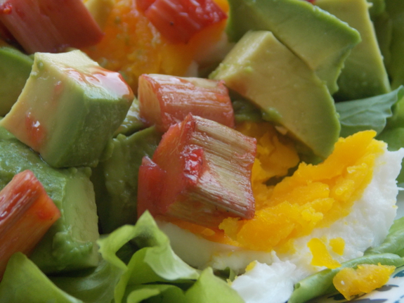 Roast rhubarb salad