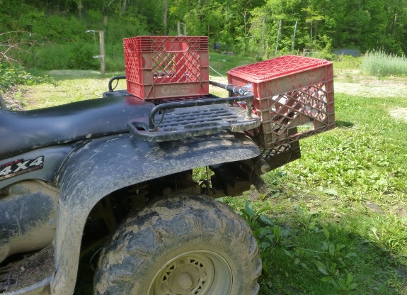 using milk crates on an ATV
