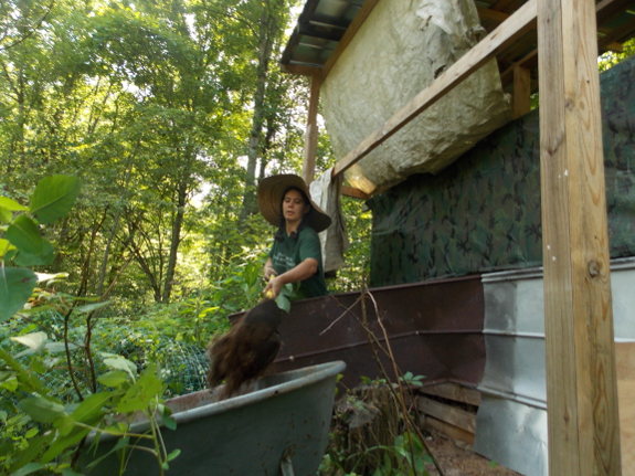 Cleaning out the composting toilet