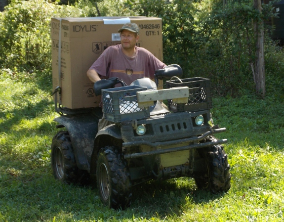 hauling 7.5 cubic feet freezer with ATV