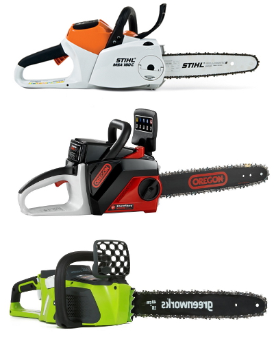 Battery-powered chainsaws