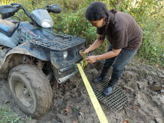 pulling ATv free with tow strap