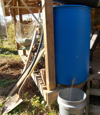 Draining the rain barrel