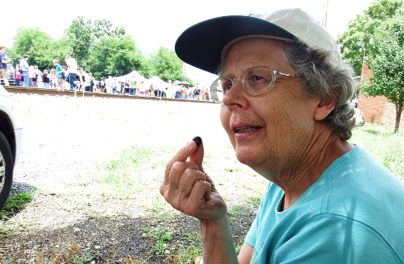 Mom eating blueberry