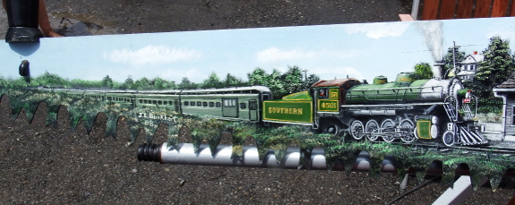 Train painted on saw