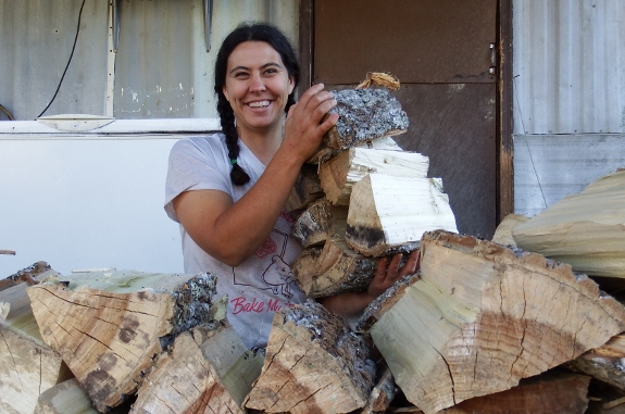 Anna with firewood