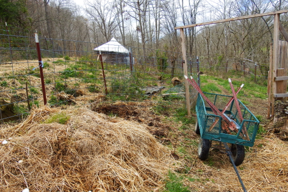 Fenceposts in wagon