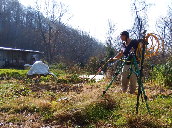 Gathering garden hoses