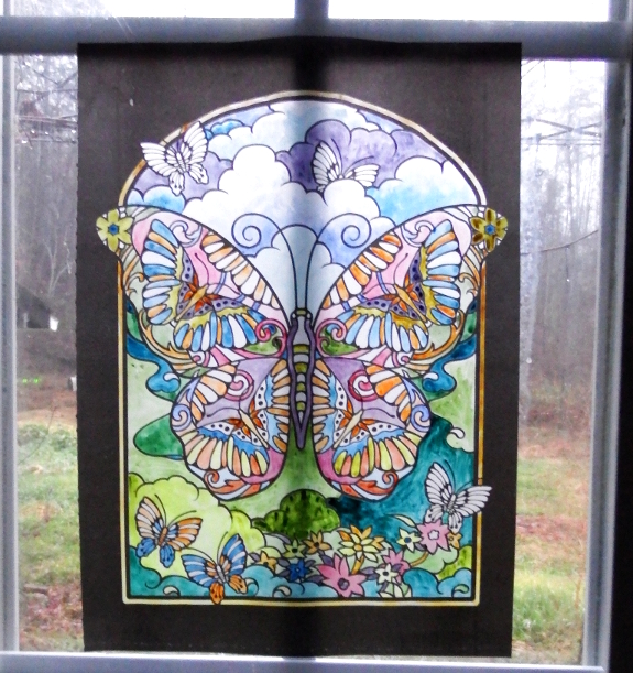 Stained glass coloring sheet