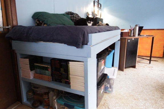 Elevated storage bed