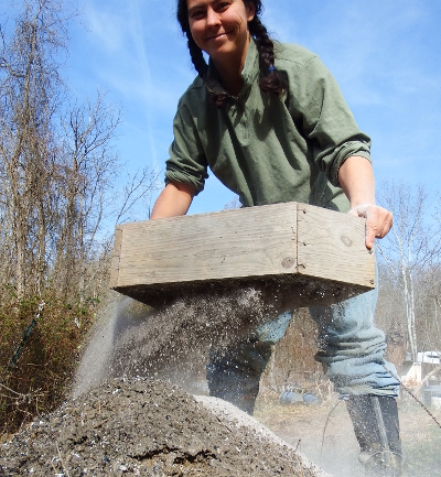 Sifting wood ashes