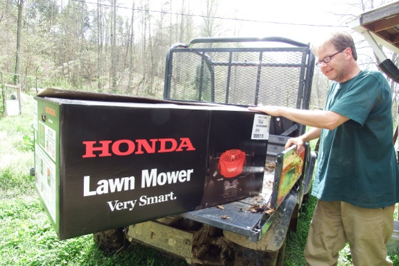 Honda lawn mower in the box.