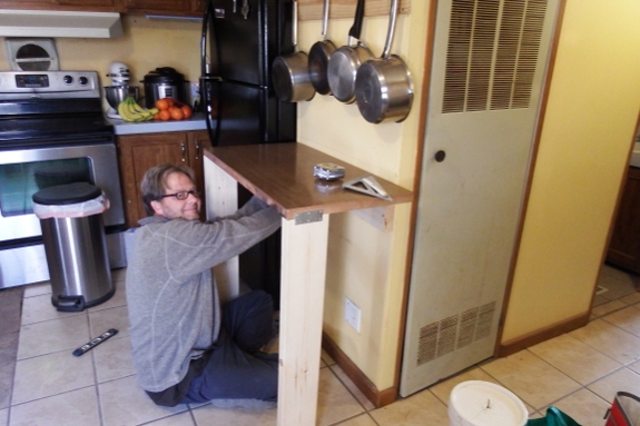 Making a new kitchen shelf.