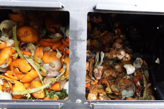 Two bin compost tumbler