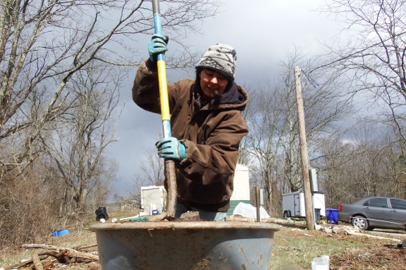 Mixing sulfur into compost