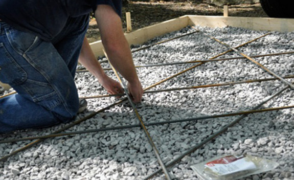 Concrete slab with rebar.