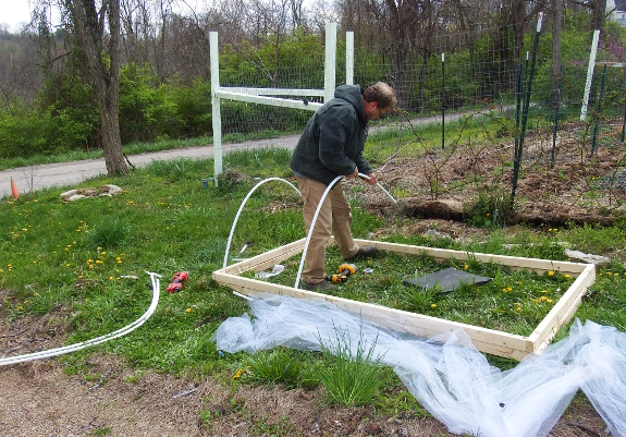 Adding hoops to a garden bed